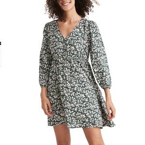 Madewell Green and White Floral Dress